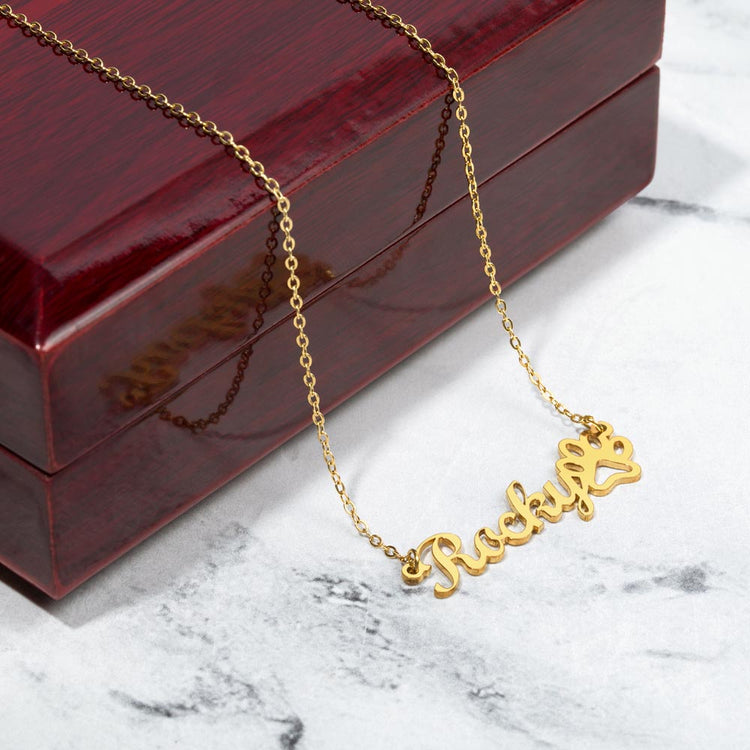 Classic Paw Print Name Necklace - Marlofy.com