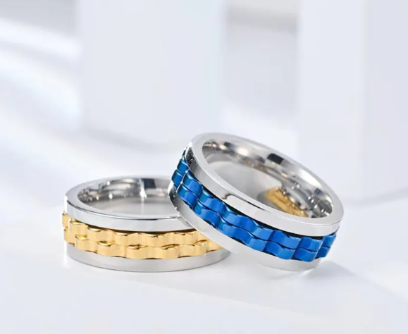 Stainless Steel Spinner Fidget Ring for Men - Marlofy.com