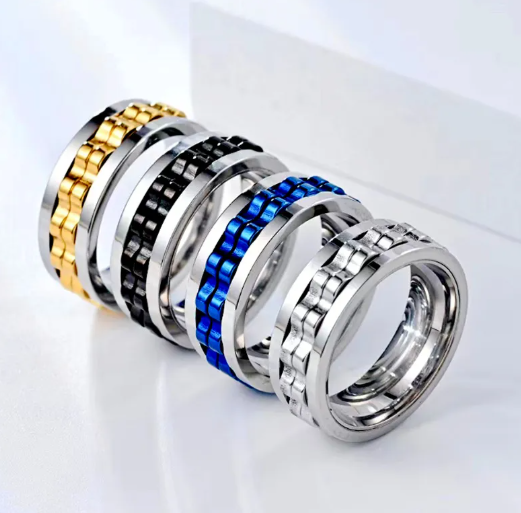 Stainless Steel Spinner Fidget Ring for Men - Marlofy.com