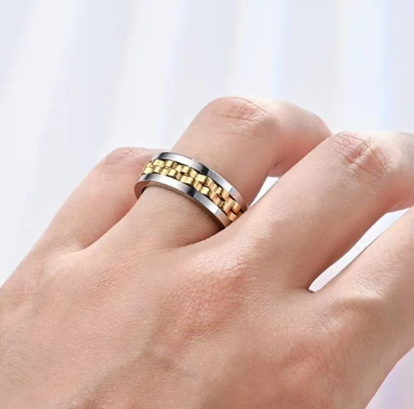 Stainless Steel Spinner Fidget Ring for Men - Marlofy.com