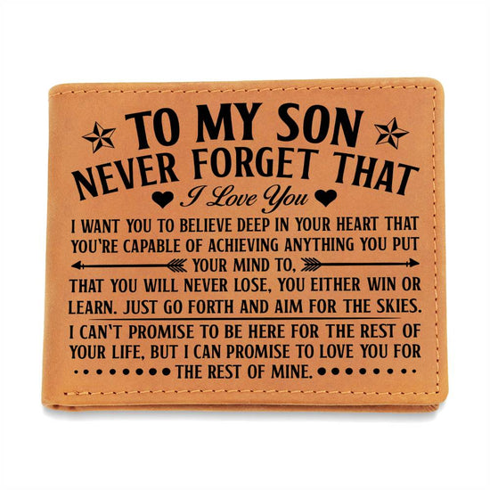 To My Son Skies (Black) – Leather Wallet - Marlofy.com