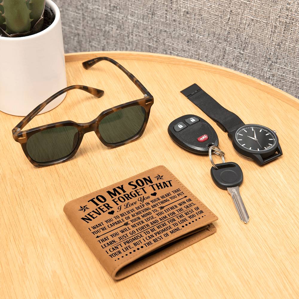 To My Son Skies (Black) – Leather Wallet - Marlofy.com