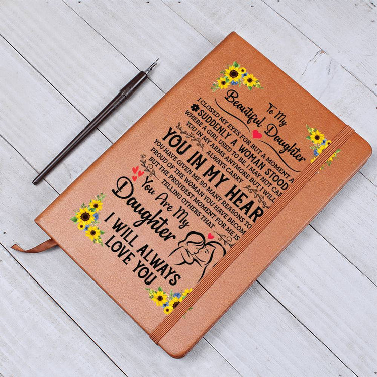 To My Daughter Proud – Leather Journal - Marlofy.com