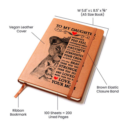 To My Daughter Lion Crown – Leather Journal - Marlofy.com