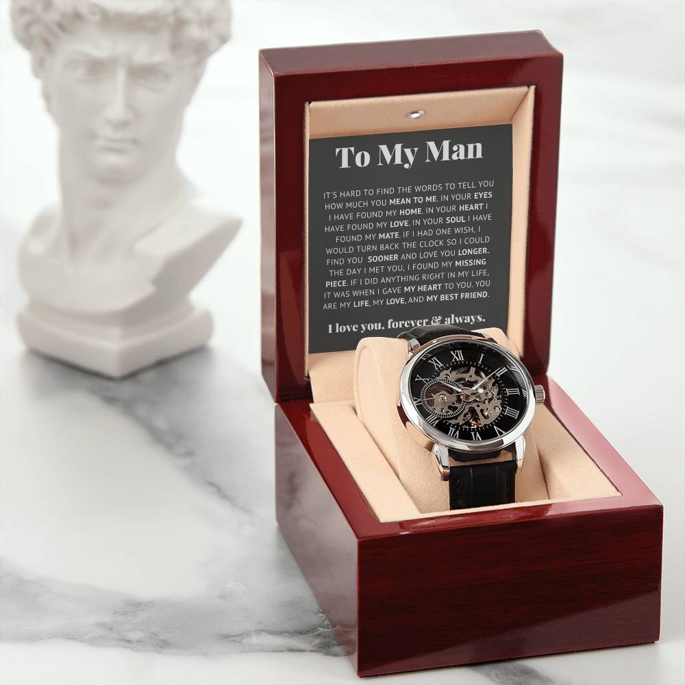 To My Man Life, Love, Best Friend – Luxury Openwork Watch - Marlofy.com