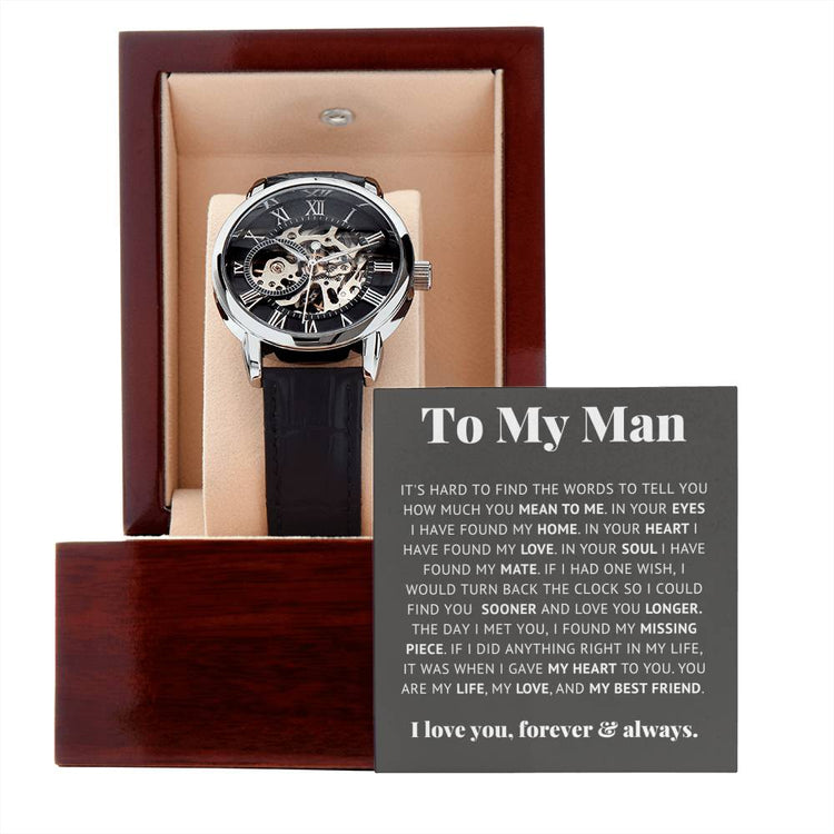 To My Man Life, Love, Best Friend – Luxury Openwork Watch - Marlofy.com