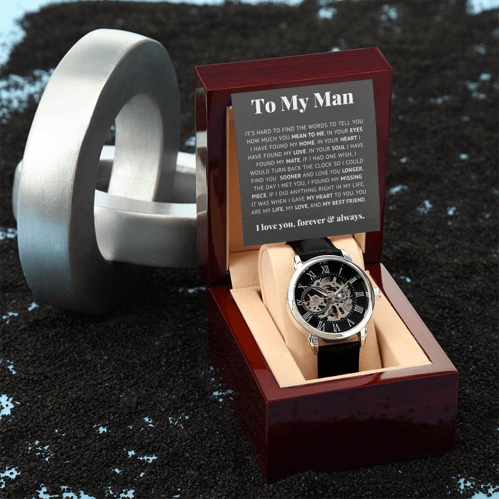 To My Man Life, Love, Best Friend – Luxury Openwork Watch - Marlofy.com