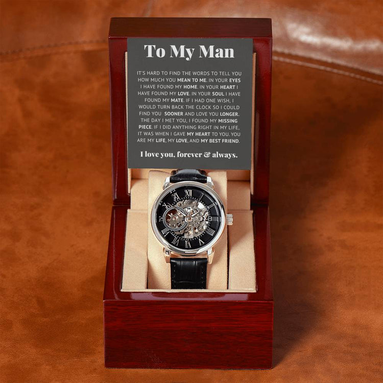 To My Man Life, Love, Best Friend – Luxury Openwork Watch - Marlofy.com