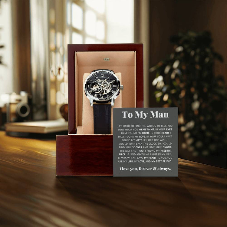 To My Man Life, Love, Best Friend – Luxury Openwork Watch - Marlofy.com