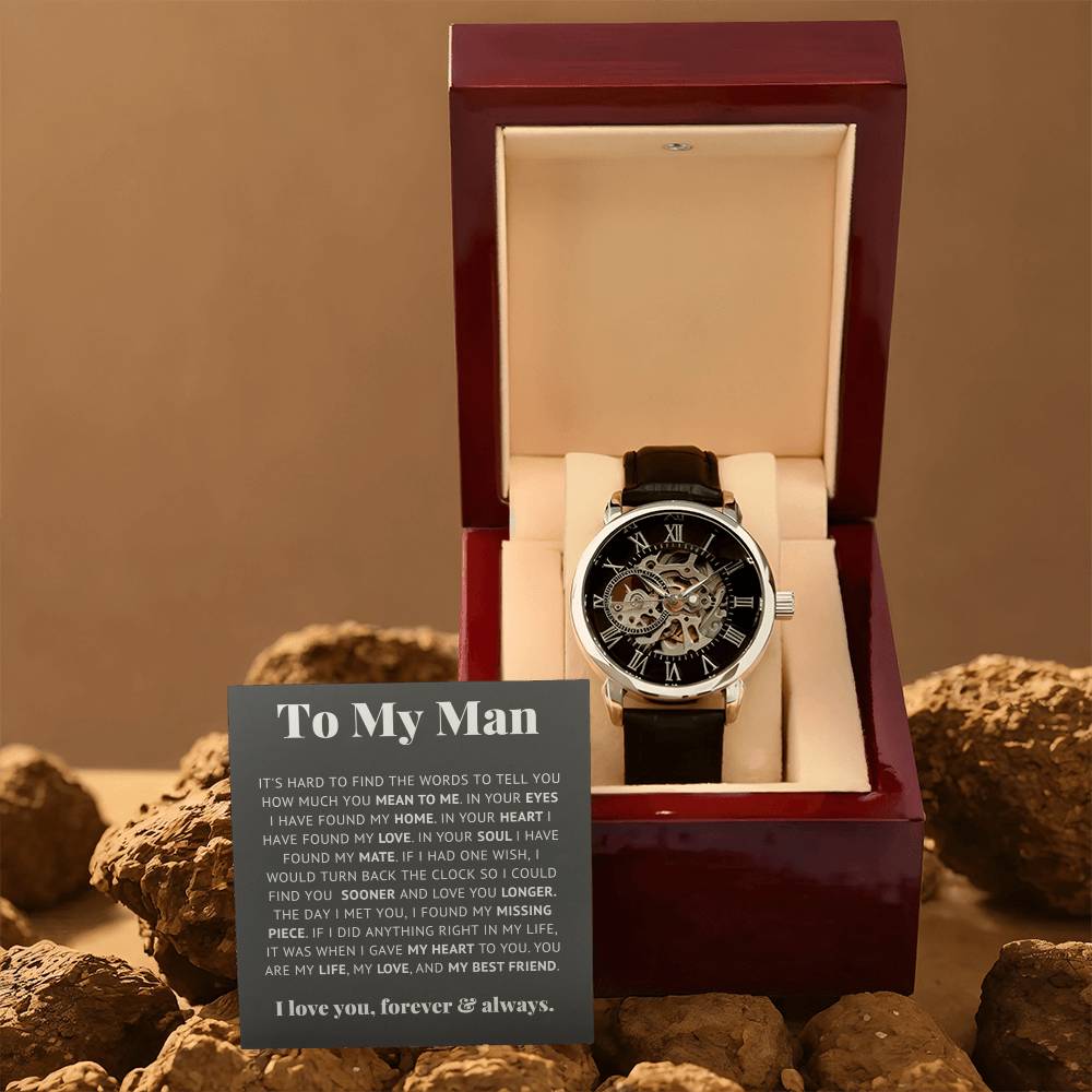 To My Man Life, Love, Best Friend – Luxury Openwork Watch - Marlofy.com