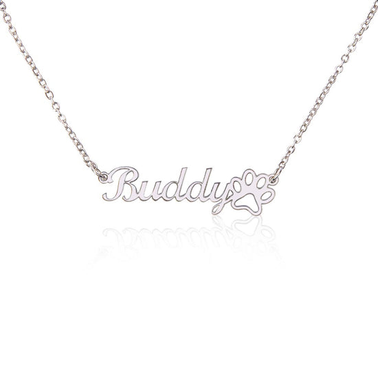 Classic Paw Print Name Necklace - Marlofy.com