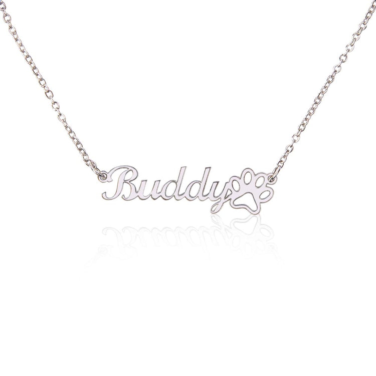 Classic Paw Print Name Necklace - Marlofy.com