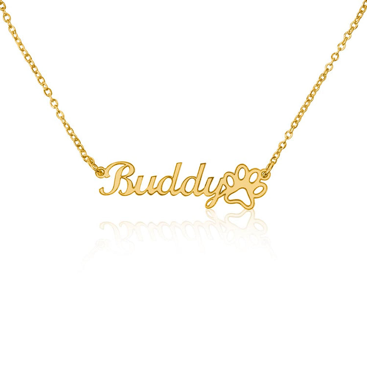 Classic Paw Print Name Necklace - Marlofy.com