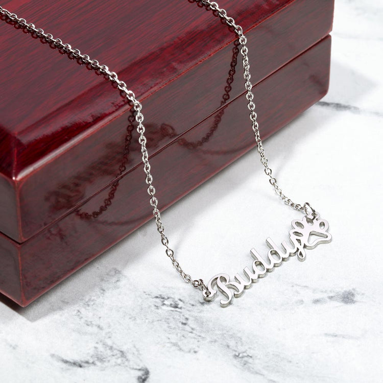 Classic Paw Print Name Necklace - Marlofy.com