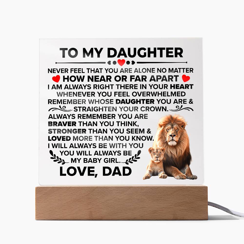 To My Daughter Braver – Acrylic Square - Marlofy.com