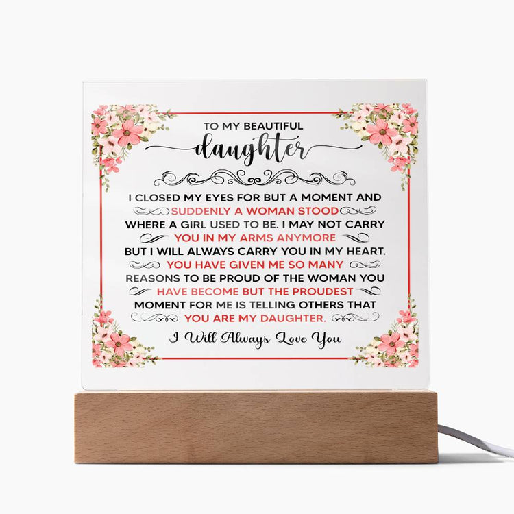 To My Beautiful Daughter – Acrylic Square - Marlofy.com