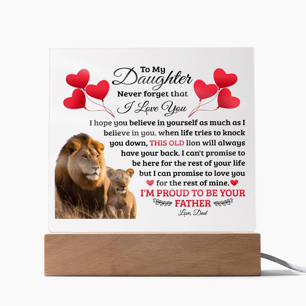 To My Daughter Old Lion – Acrylic Square - Marlofy.com