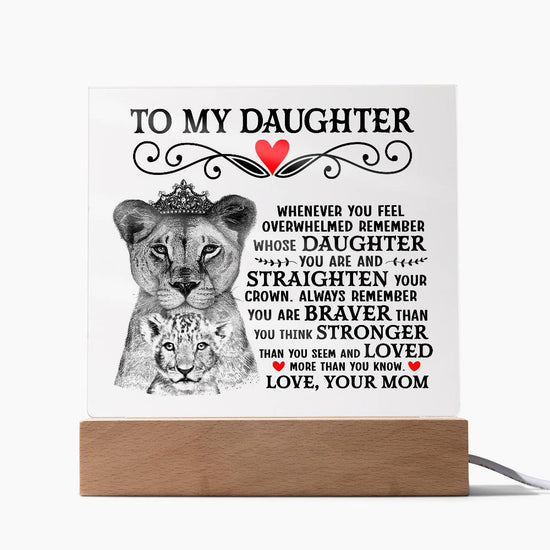 To My Daughter Lion Crown – Acrylic Square - Marlofy.com
