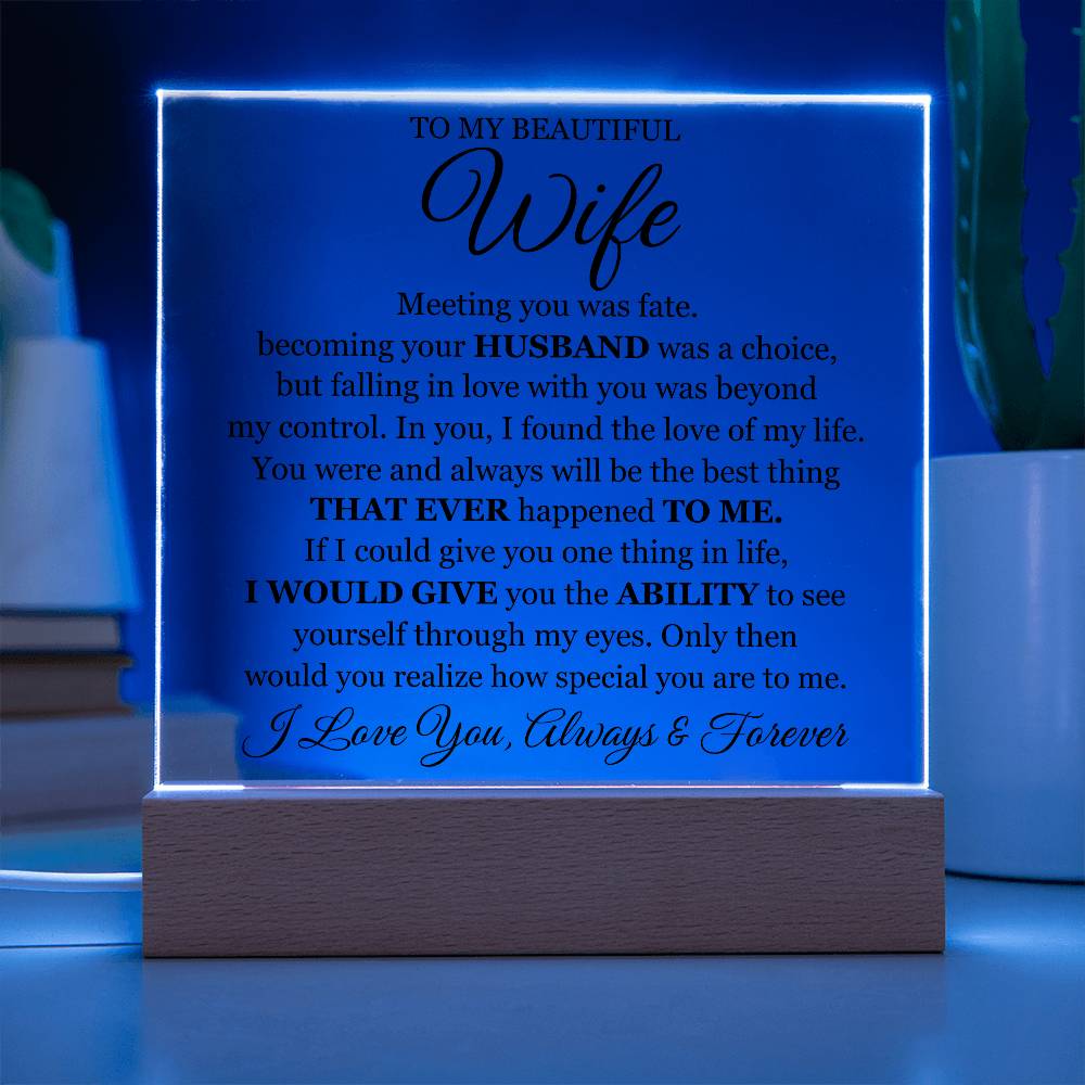 To My Beautiful Wife (Printed) – Acrylic Square - Marlofy.com