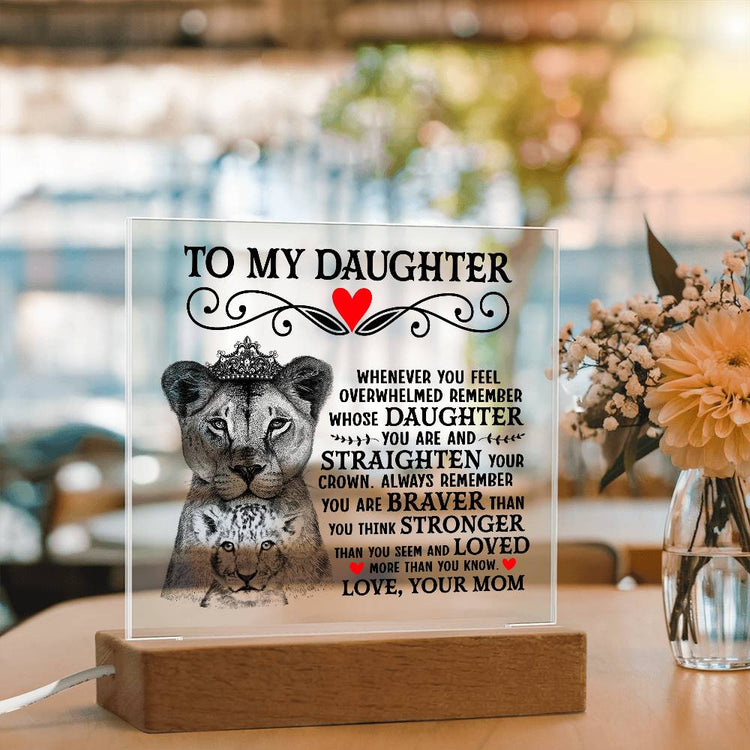 To My Daughter Lion Crown – Acrylic Square - Marlofy.com