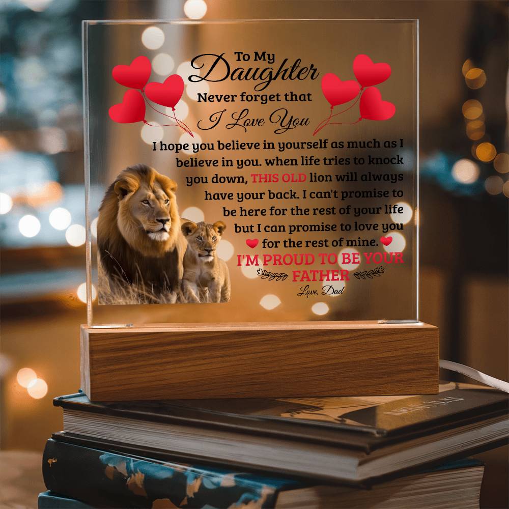 To My Daughter Old Lion – Acrylic Square - Marlofy.com