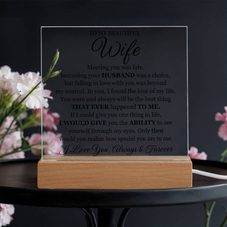 To My Beautiful Wife (Printed) – Acrylic Square - Marlofy.com