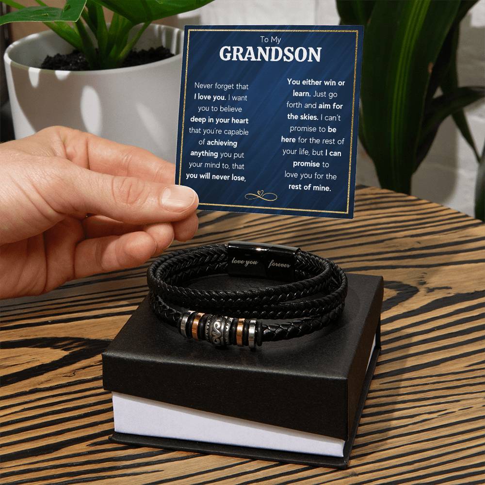 Never Forget Love You Forever (To My Grandson) – Bracelet - Marlofy.com