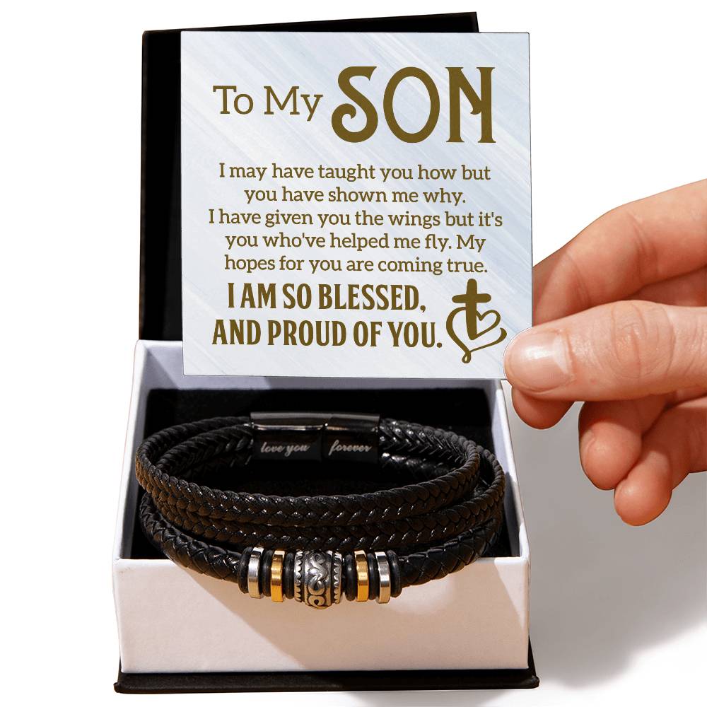 To My Son - Mens Leather Bracelet - Marlofy.com