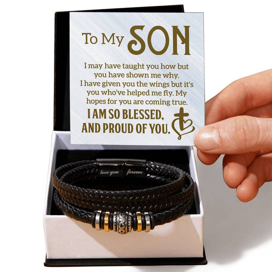 To My Son - Mens Leather Bracelet - Marlofy.com