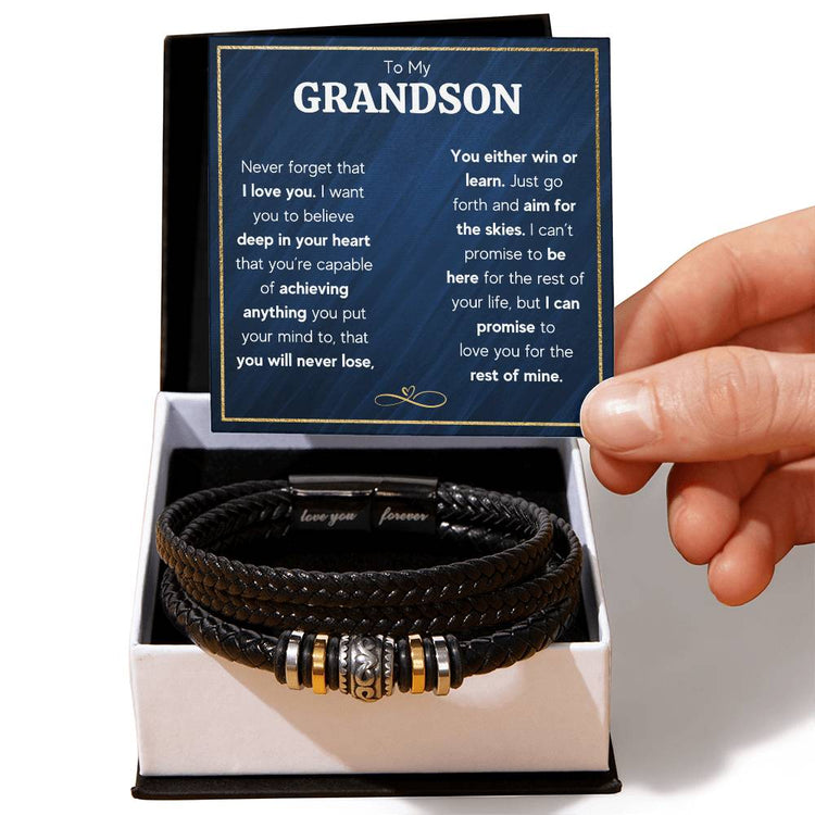 Never Forget Love You Forever (To My Grandson) – Bracelet - Marlofy.com