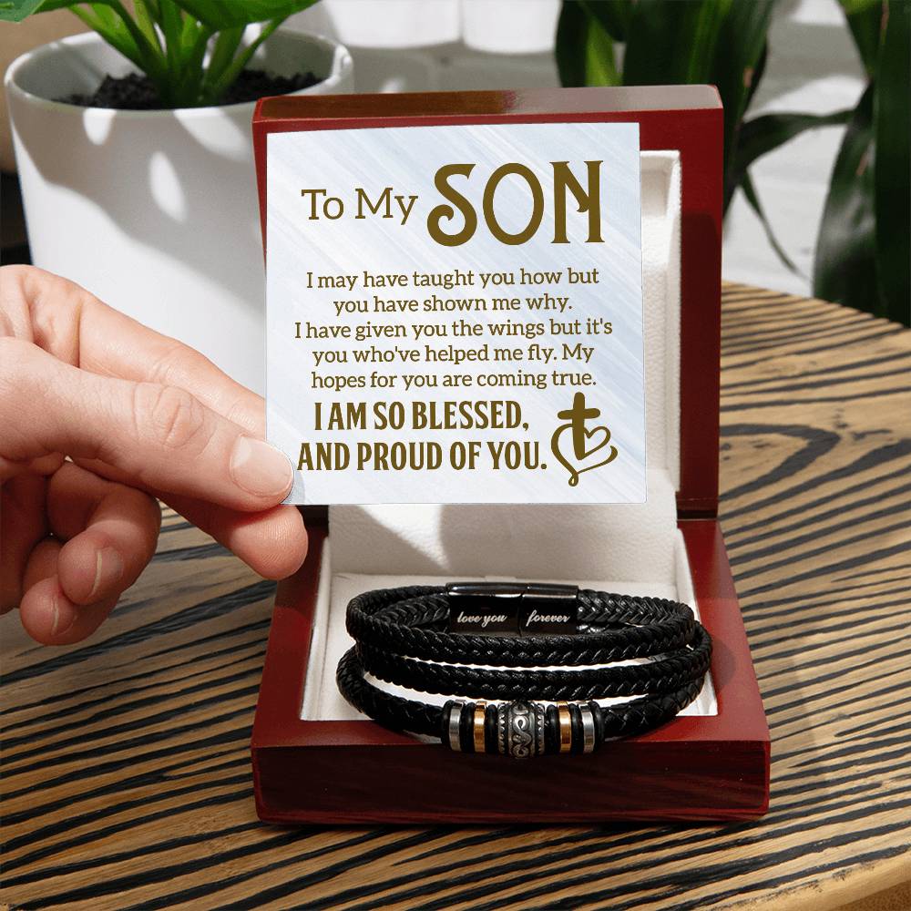 To My Son - Mens Leather Bracelet - Marlofy.com