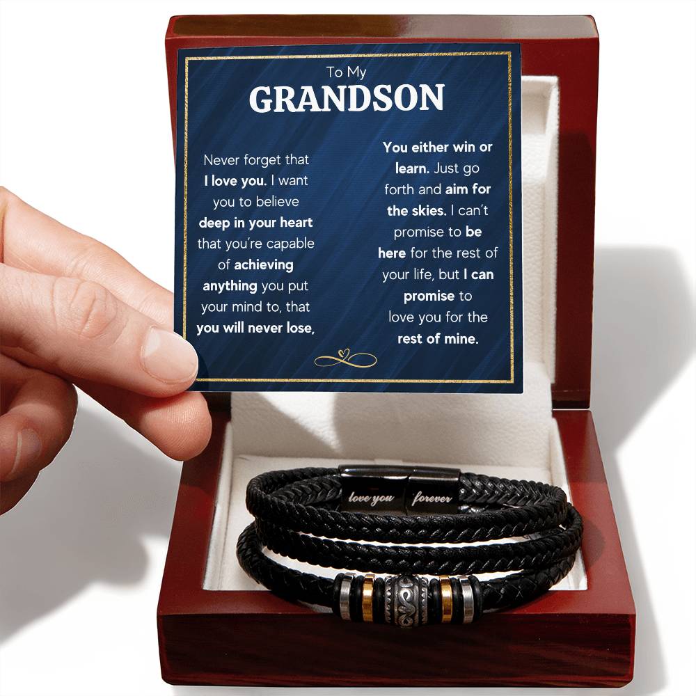 Never Forget Love You Forever (To My Grandson) – Bracelet - Marlofy.com