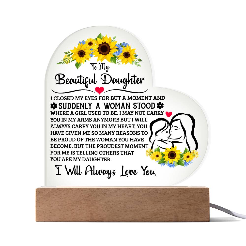 To My Daughter Proud – Acrylic Heart Plaque - Marlofy.com