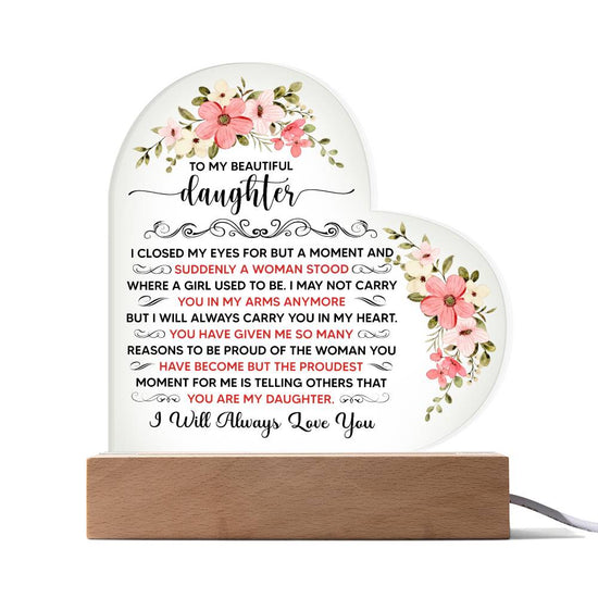 To My Beautiful Daughter – Acrylic Heart Plaque - Marlofy.com