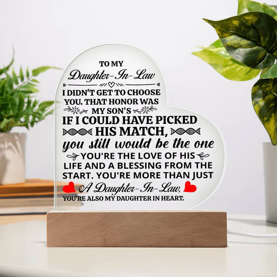 To My Daughter-in-Law Honor – Acrylic Heart Plaque - Marlofy.com