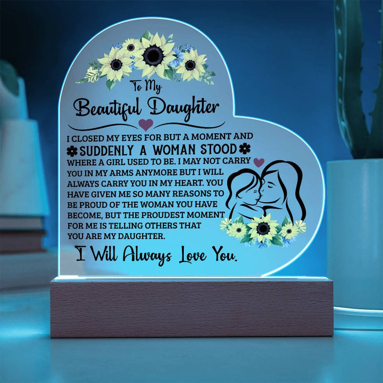 To My Daughter Proud – Acrylic Heart Plaque - Marlofy.com
