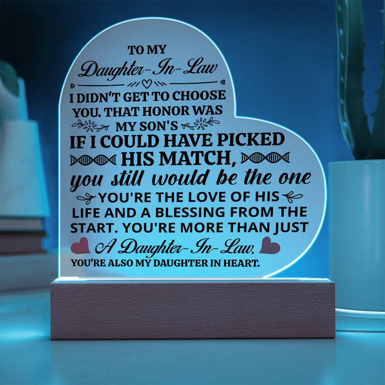 To My Daughter-in-Law Honor – Acrylic Heart Plaque - Marlofy.com