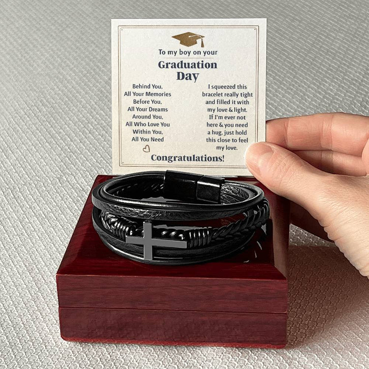 To My Boy Graduation Memories (Love You Forever) – Cross Bracelet - Marlofy.com