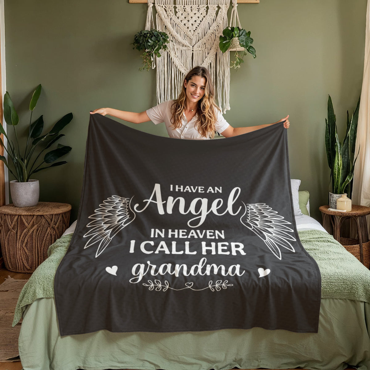 I Have an Angel in Heaven, I Call Her Grandma – Coral Fleece Blanket - Marlofy.com