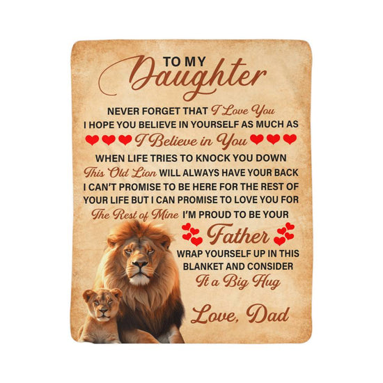 To My Daughter This Old Lion – Sherpa Fleece Blanket - Marlofy.com
