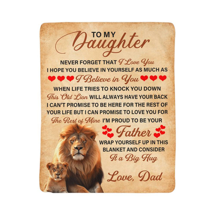 To My Daughter This Old Lion – Sherpa Fleece Blanket - Marlofy.com