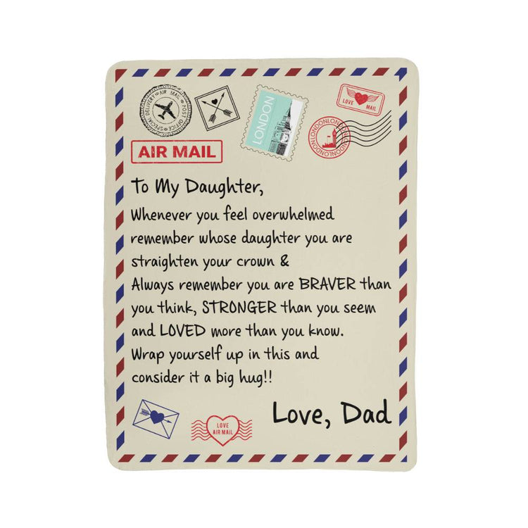 To My Daughter Braver (From Dad) – Sherpa Fleece Blanket - Marlofy.com