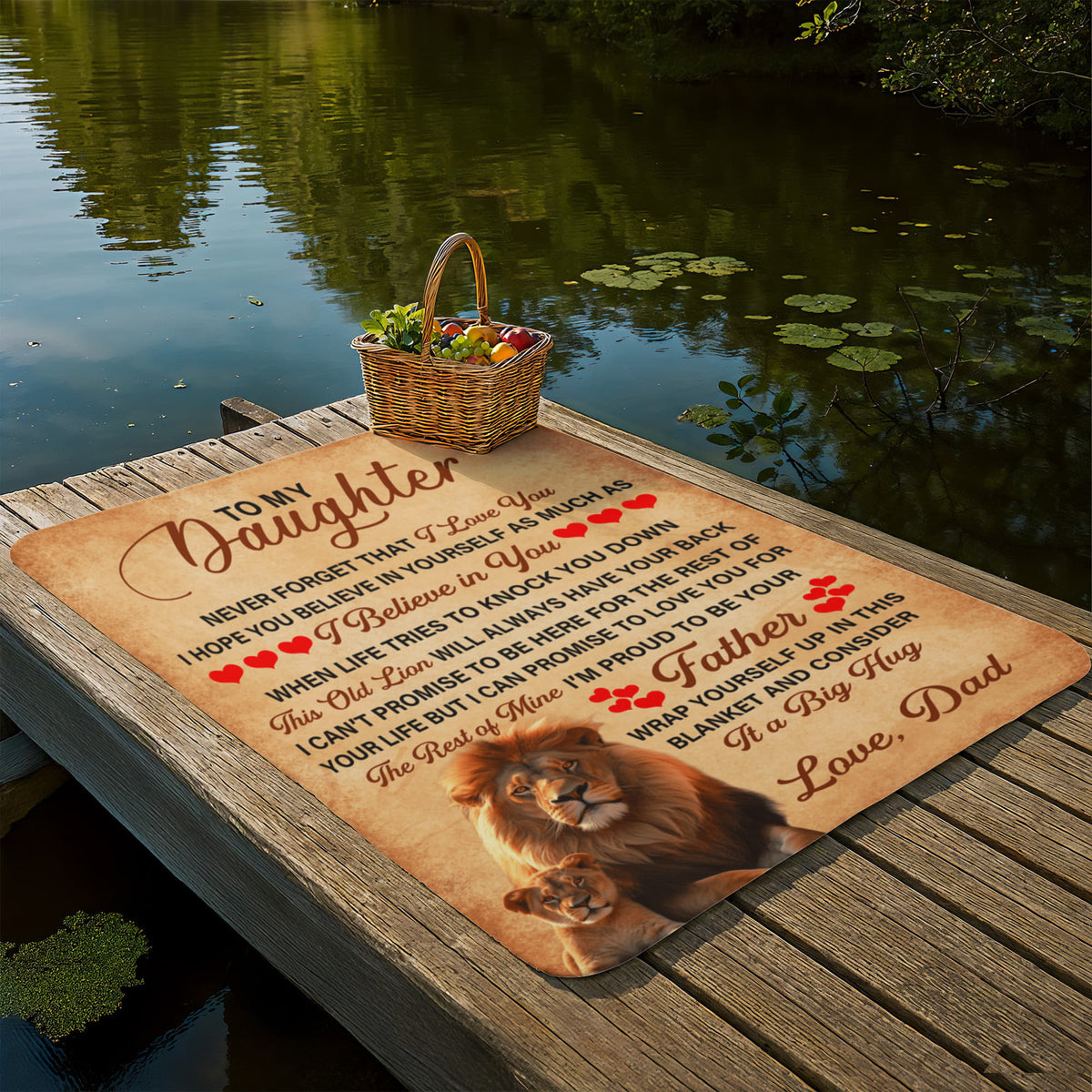 To My Daughter This Old Lion – Sherpa Fleece Blanket - Marlofy.com