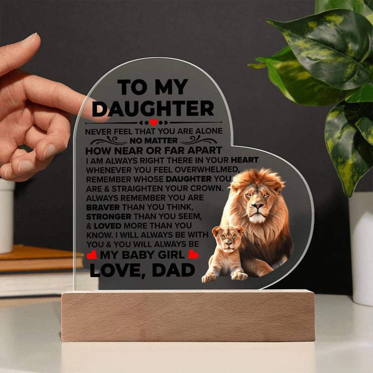To My Daughter Braver – Acrylic Heart Plaque - Marlofy.com