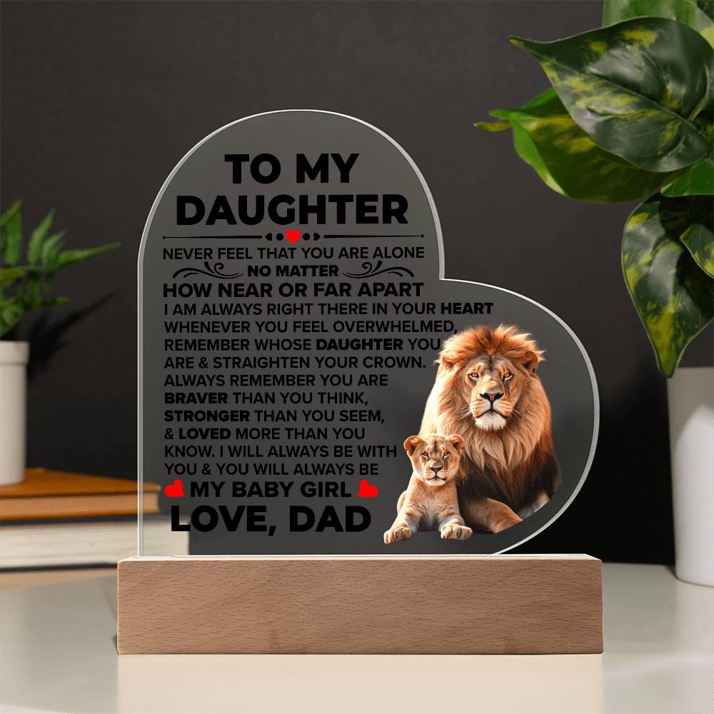 To My Daughter Braver – Acrylic Heart Plaque - Marlofy.com