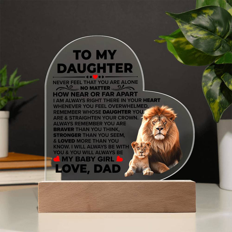 To My Daughter Braver – Acrylic Heart Plaque - Marlofy.com