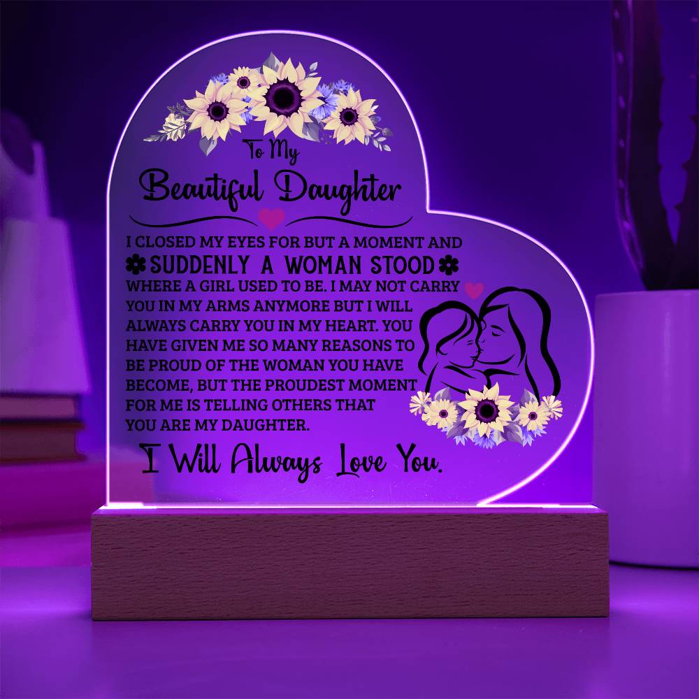 To My Daughter Proud – Acrylic Heart Plaque - Marlofy.com