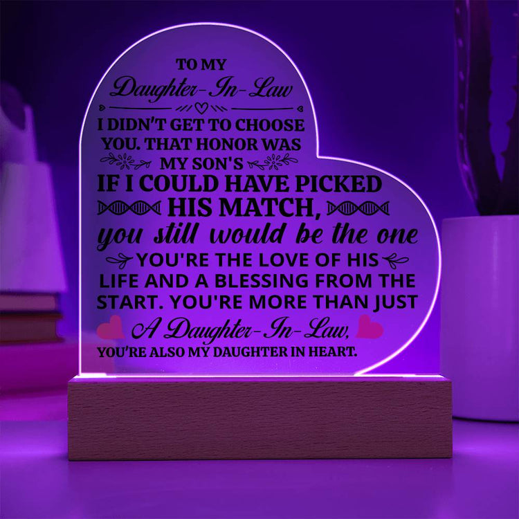 To My Daughter-in-Law Honor – Acrylic Heart Plaque - Marlofy.com