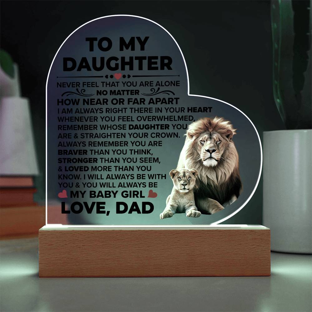 To My Daughter Braver – Acrylic Heart Plaque - Marlofy.com