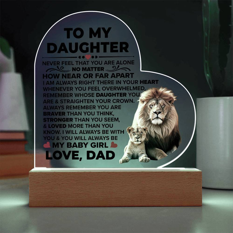 To My Daughter Braver – Acrylic Heart Plaque - Marlofy.com
